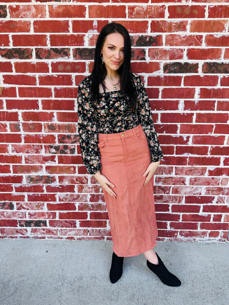 Round Up Rusted Suede Skirt
