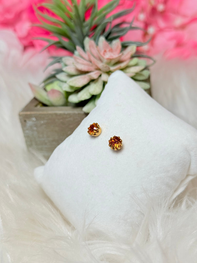 Mini Chrisley Swarovski Stud Earrings - Light Rose Lemon