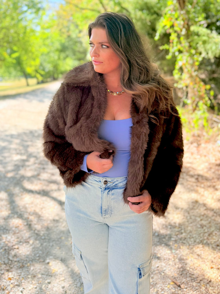 Glam Nights Faux Fur Jacket - Brown