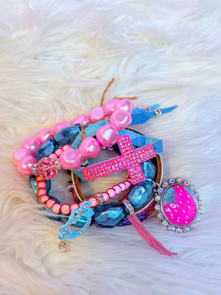 Berry Bliss Bracelet Stack & Leather Cuff