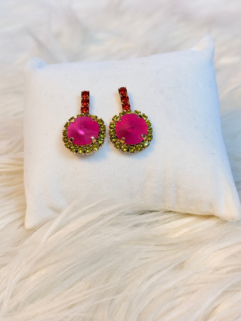 Nuriel Swarovski Stud Earrings - Magenta