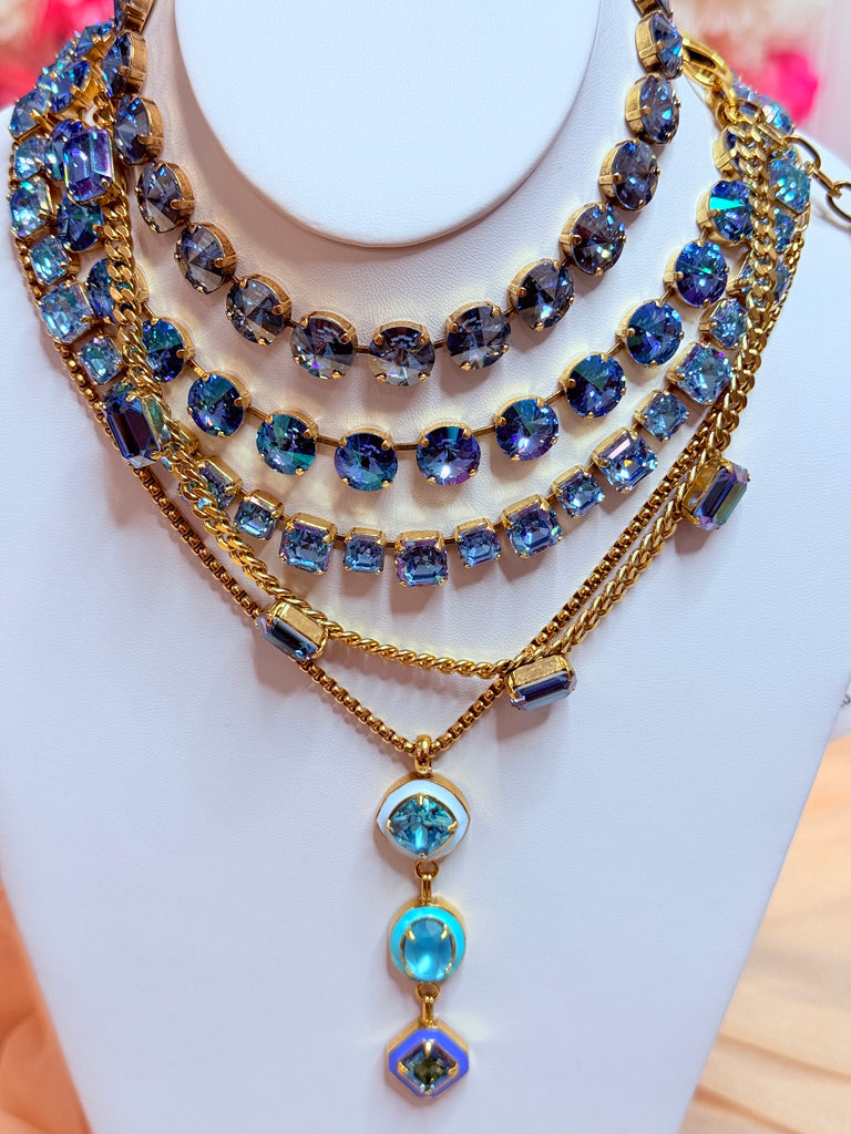 Aylin Ice Blue Glimmer Swarovski Necklace