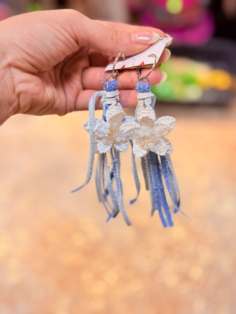 Denim Floral Earrings