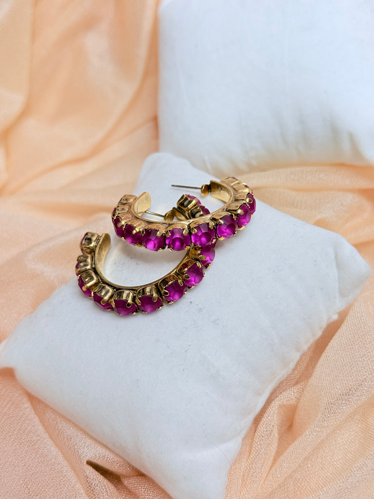 Swarovski Crystal Jubilee Hoops - Fuchsia Matte Glow