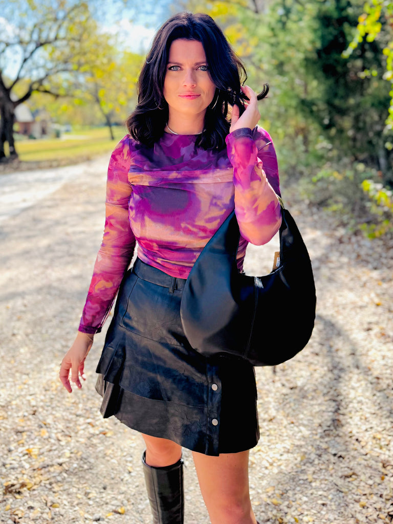 Starstruck Sabrina Mesh Top - Plum