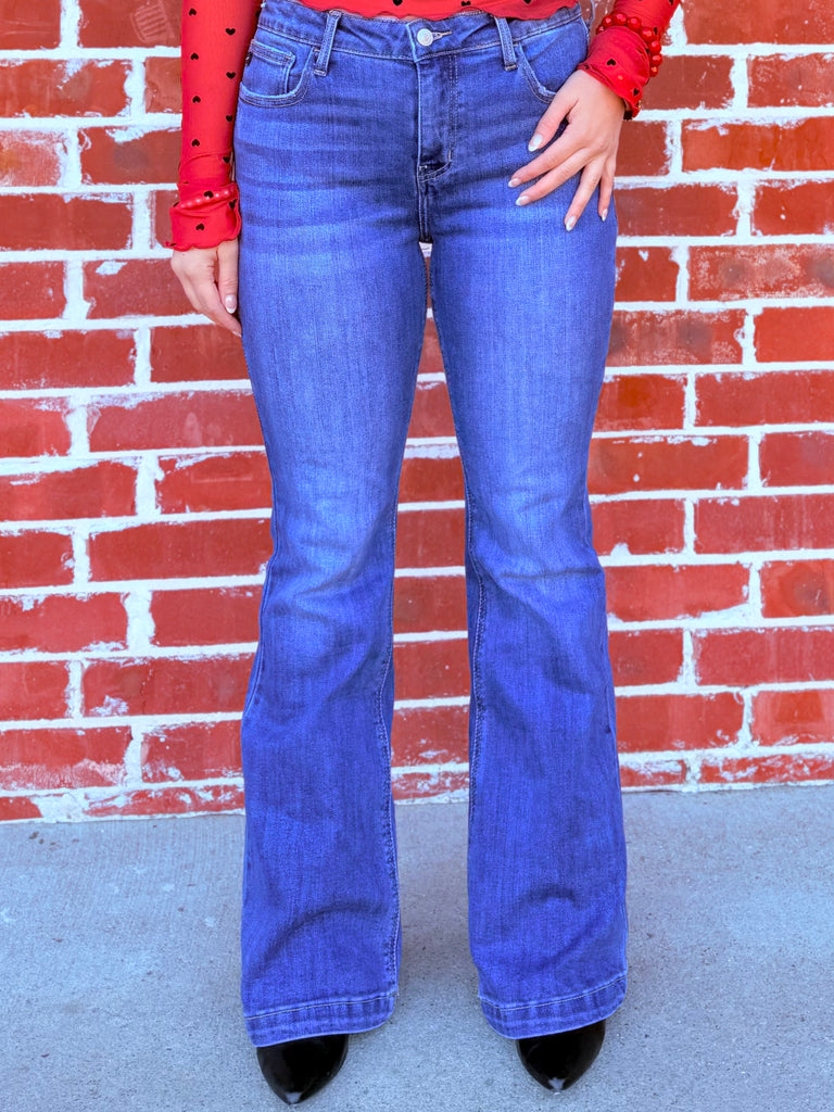 Lindale Mid Rise Flare Denim Jeans