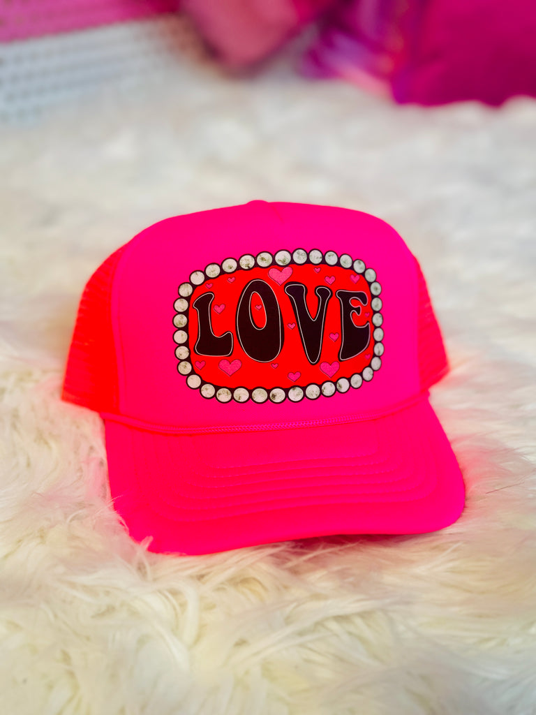 Neon Love Big Graphic Trucker Hat