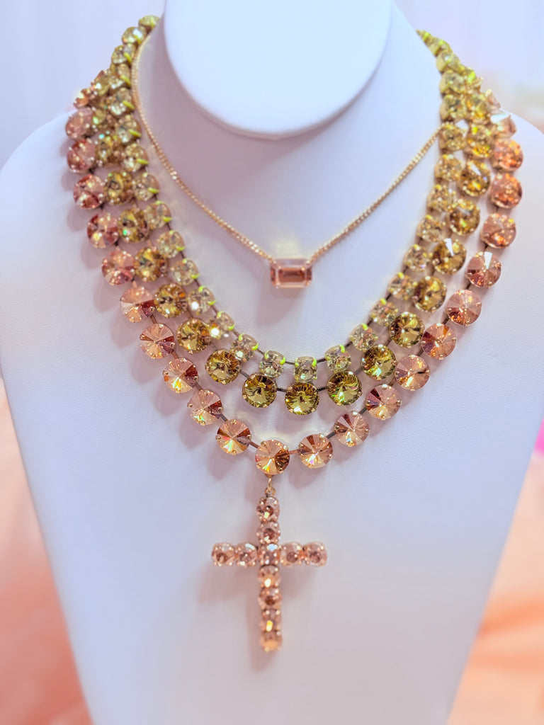 Champagne Golden Iza Crystal Necklace