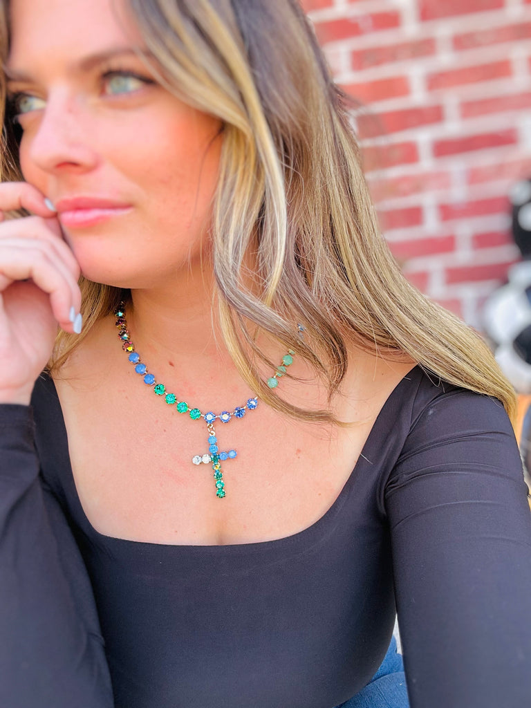 Mini Donatella Necklace in BLUE/GREEN!