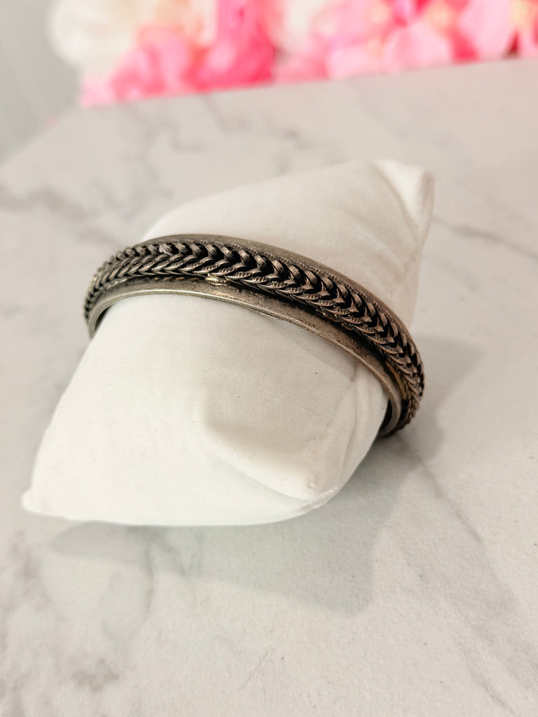 Kelsey Bracelet Cuff in Antique Silver