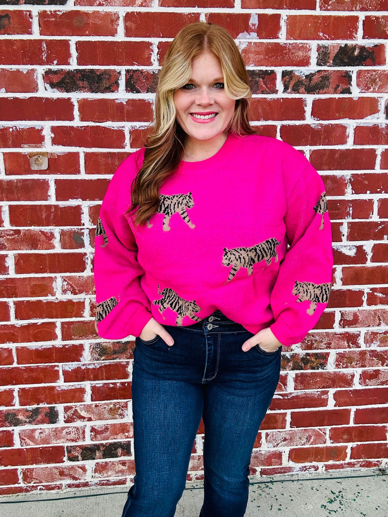 Fuchsia So Soft Tiger Spotted Sweater