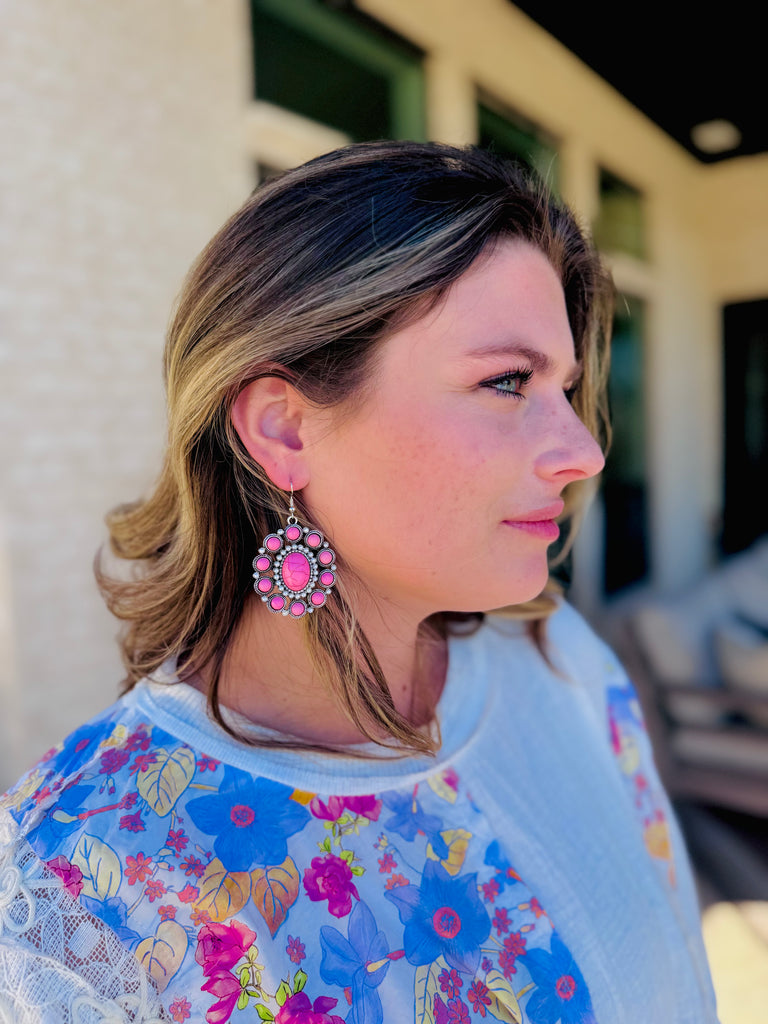 Blush Western Concho Earrings