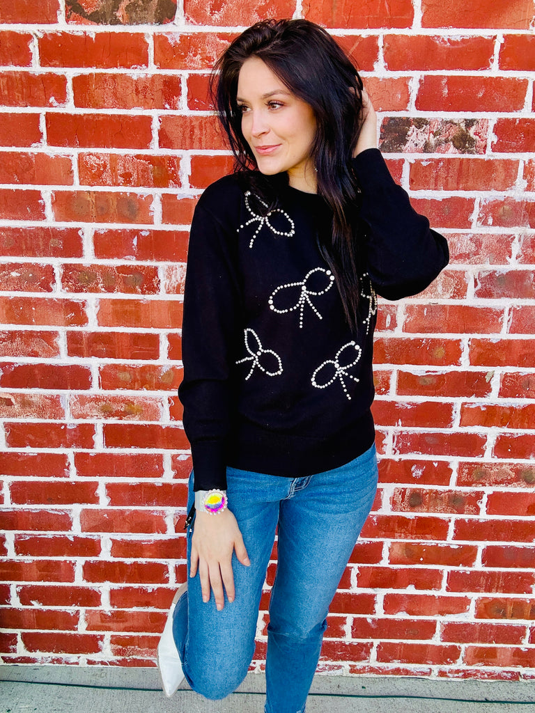 Darling I Might Embellished Bow Sweater