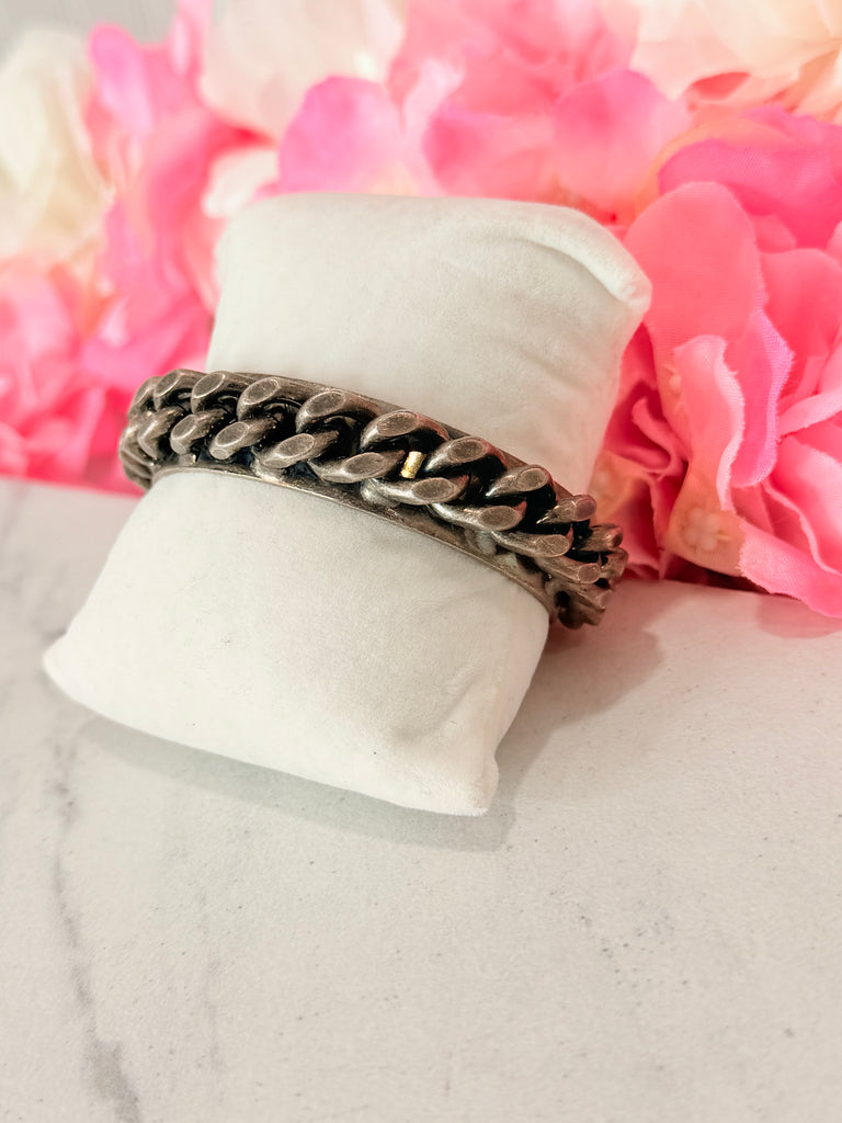 Lenna Bracelet Cuff in Antique Silver