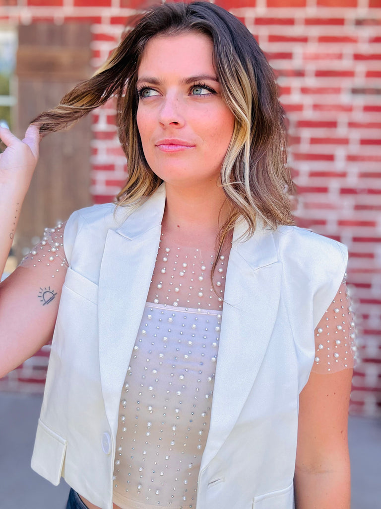 Here for Business Blazer Top- Cream