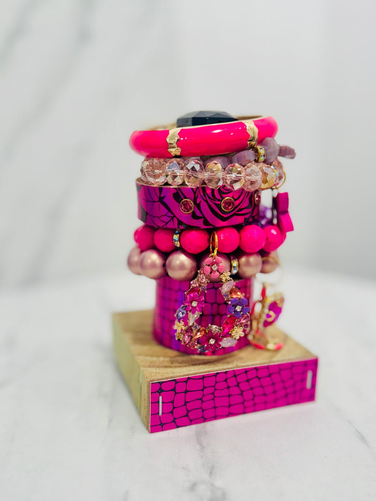 Hottest Pink In Town Leather Jumbo Stack