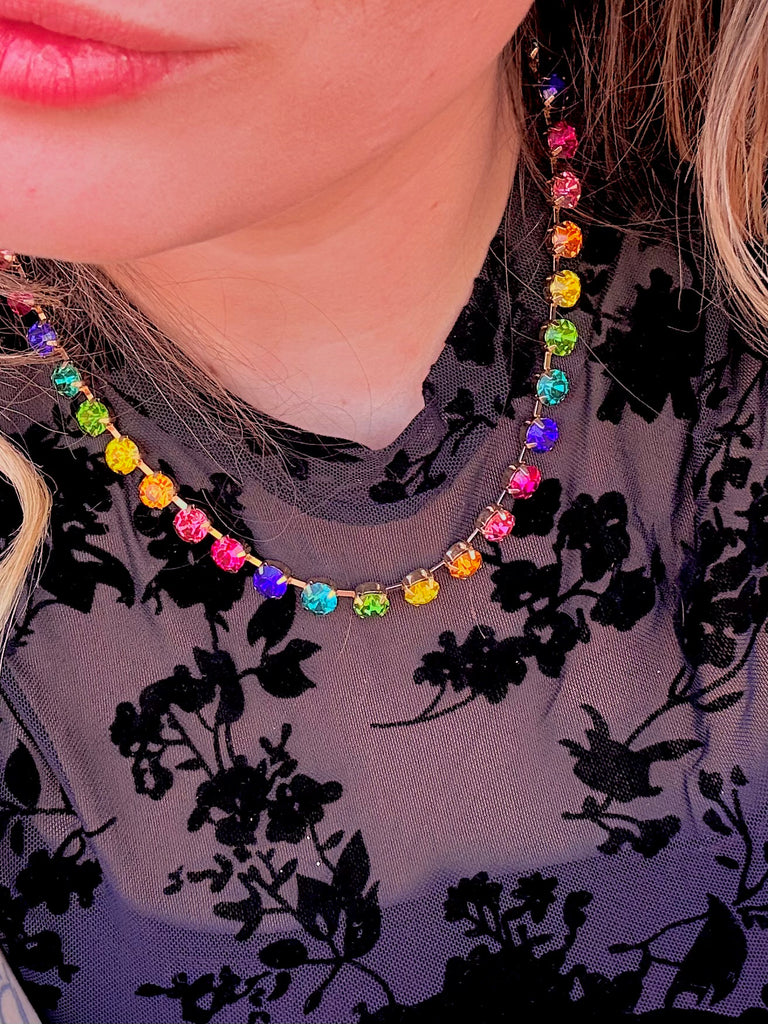 Color Cascade Multi Crystal Necklace