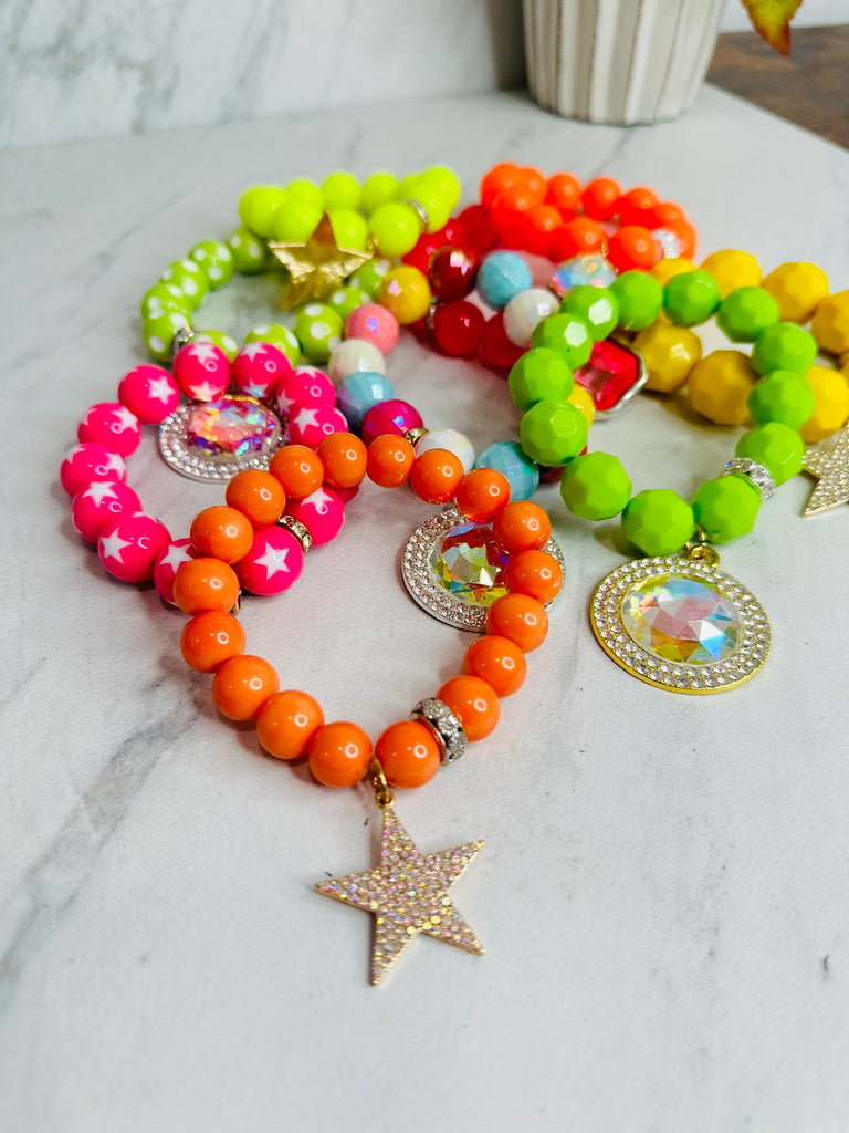 Papaya Stary Crystal Chunky Bracelet