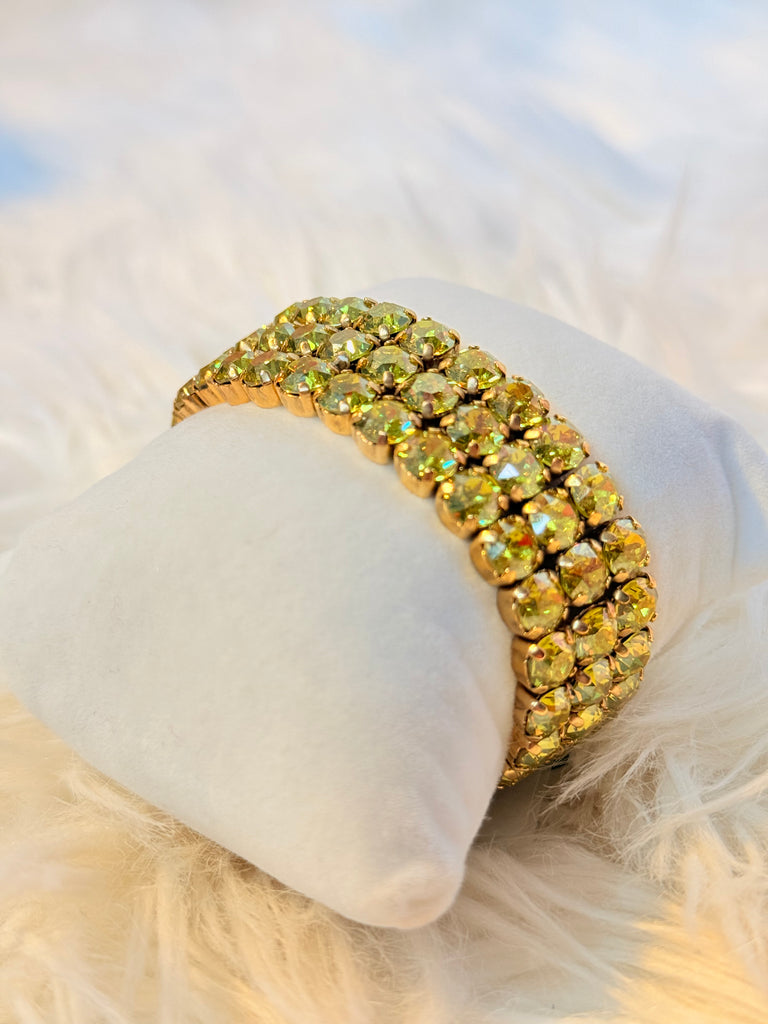 Olivia 3 Strand Stretch Bracelet Swarovski Lime