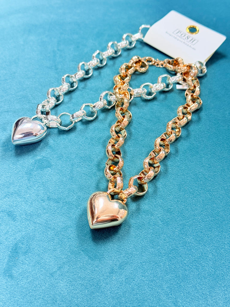 Love Forever Linked Heart Chunky Necklaces