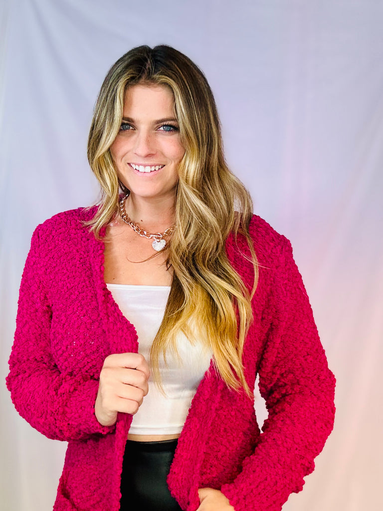 *Doorbuster!!* Magic Magenta Popcorn Cardigan