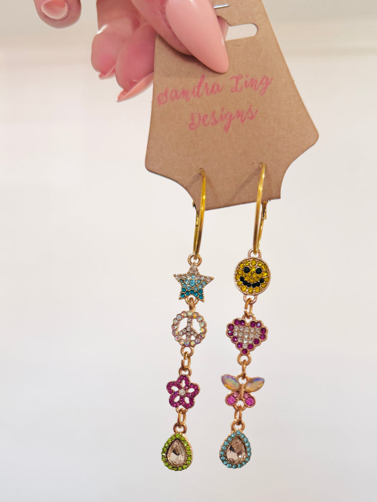 Spring Time Sparkle Symbol Drop Earrings