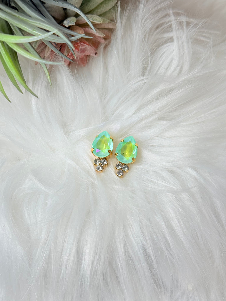 Vienna Swarovski Studs in Soft Mint Ignite