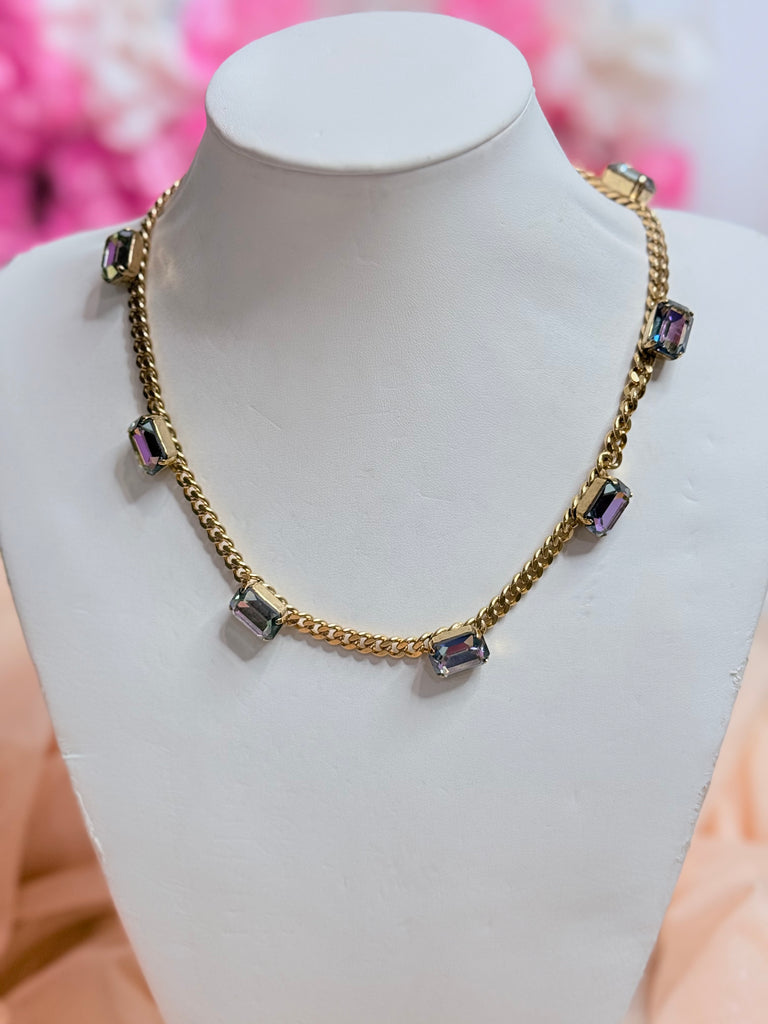 Aylin Glimmer Swarovski Necklace in AB Violet