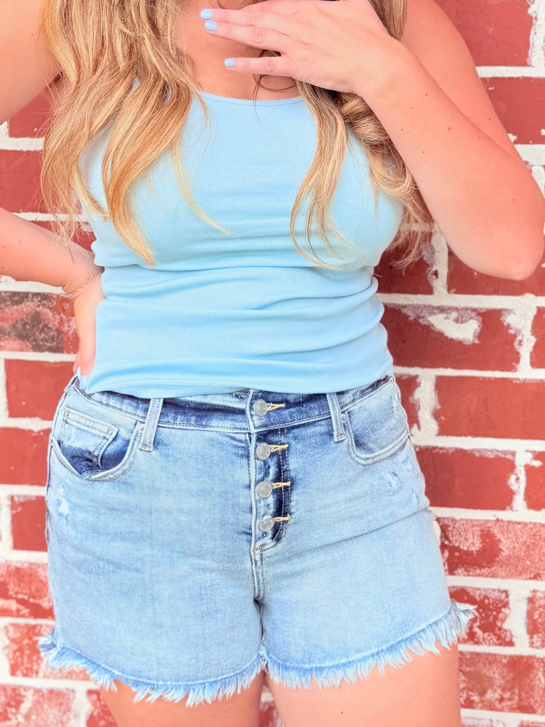 Sky Clean Slate Ribbed Tank