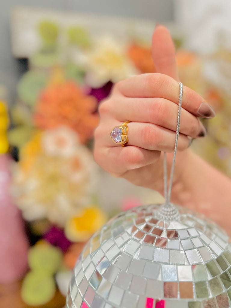 Gold Heart Cut Lux Crystal Ring