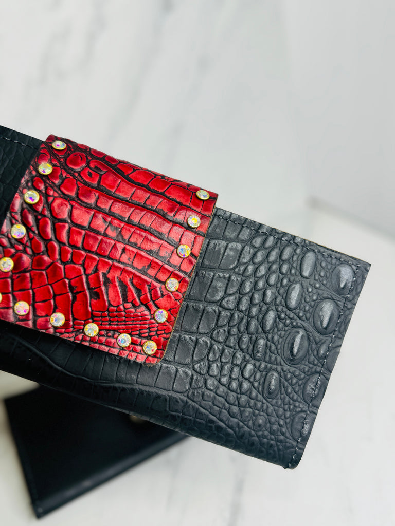 Cuban Black & Cherry Red AB Wallet Clutch