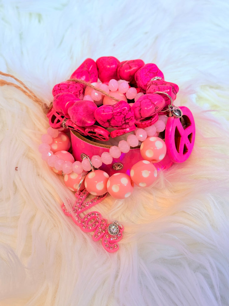 Barbie Pink Peace & Love Bracelet Set