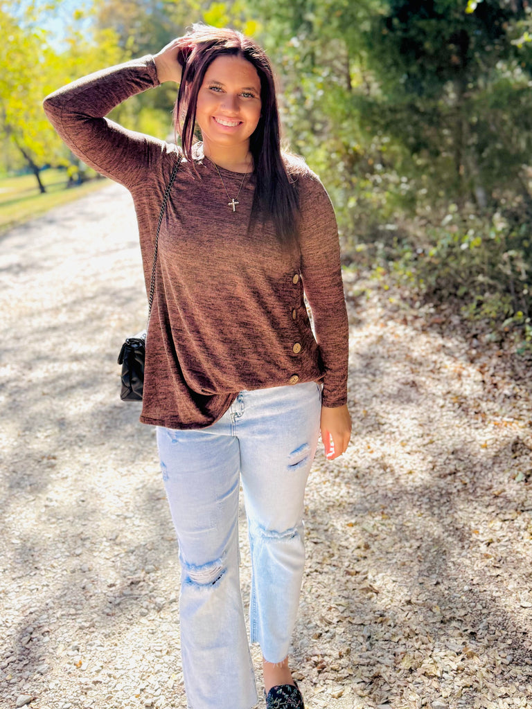 Anywhere You Are Button Top - Mauve