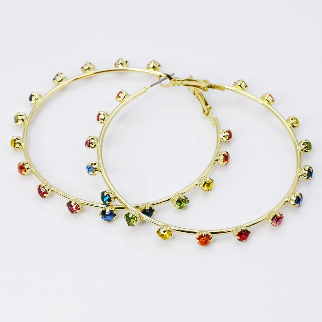 14k Enchanting Crystal Gold Hoop Earrings