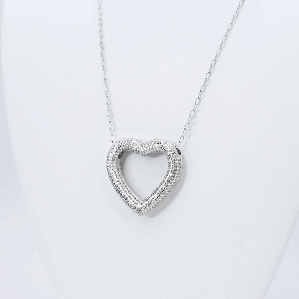 Silver Heart Outline Gold Necklace