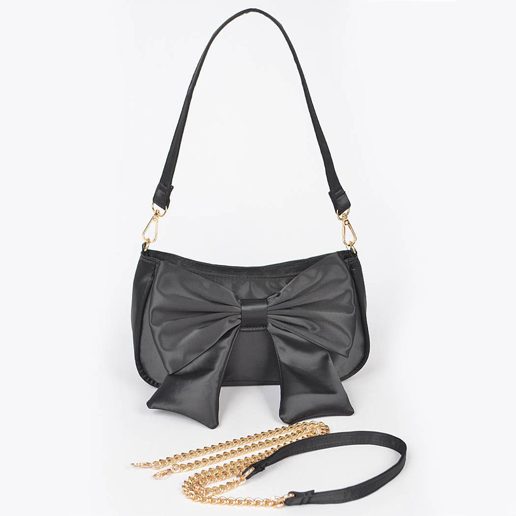 Belle Bow Shoulder Bag - Black