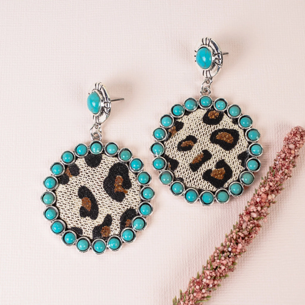 Leopard Frenzy Turquoise Earrings