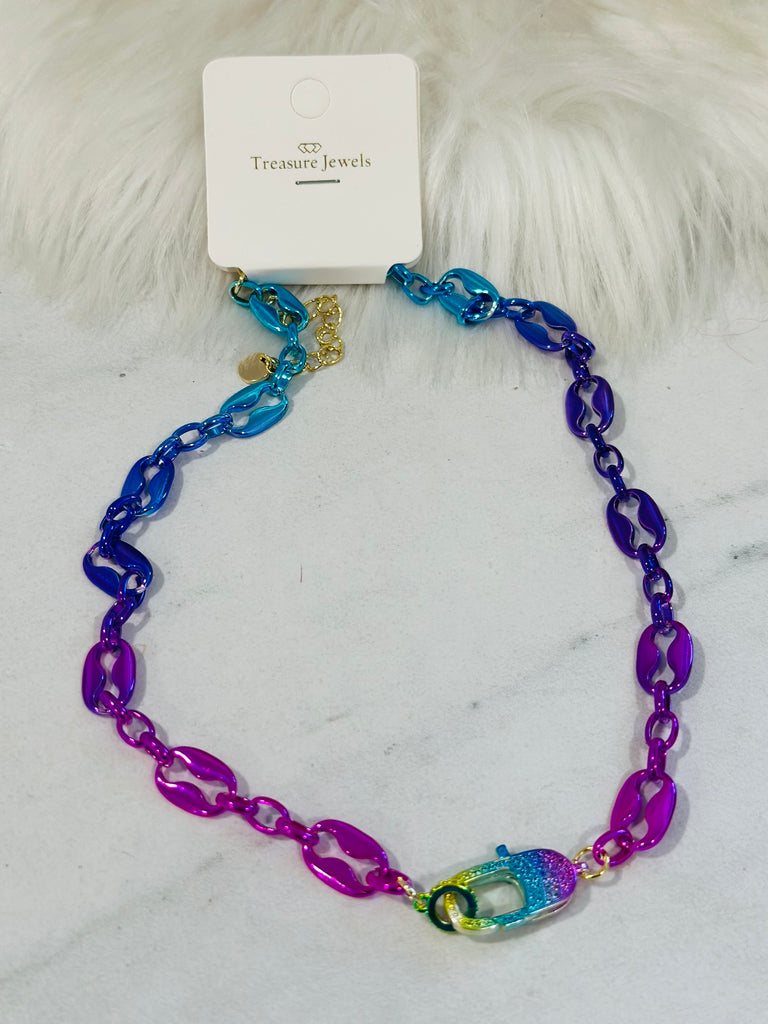 Large Dazzling Ombre Clip Necklace