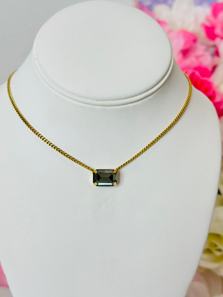 Rubin Swarovski Pendent Daily Necklace - Hematite