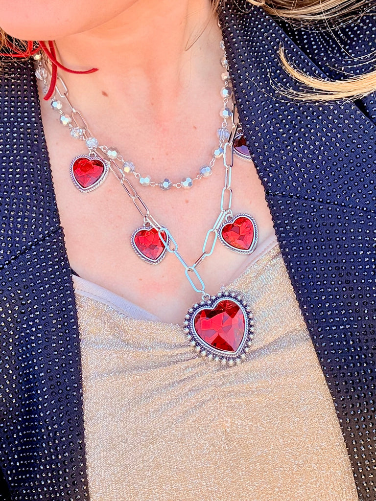 So Lucky in Love Ruby Heart Necklace