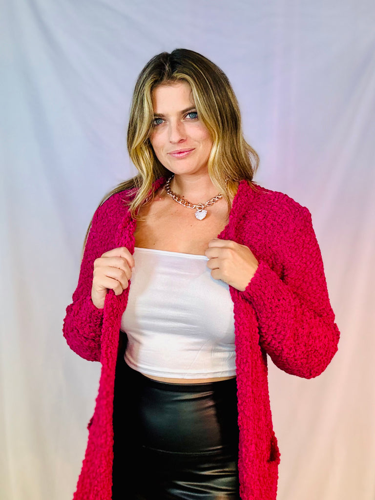 *Doorbuster!!* Magic Magenta Popcorn Cardigan