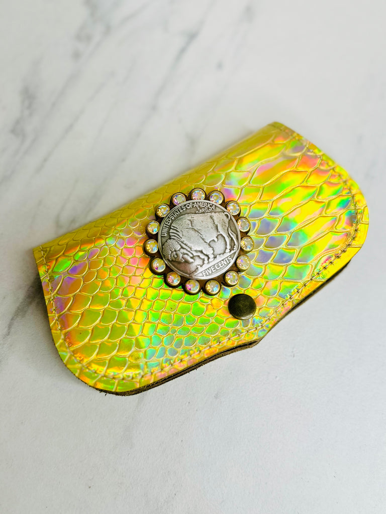 Golden Hologram Leather & Vintage Coin Amanda Wallet