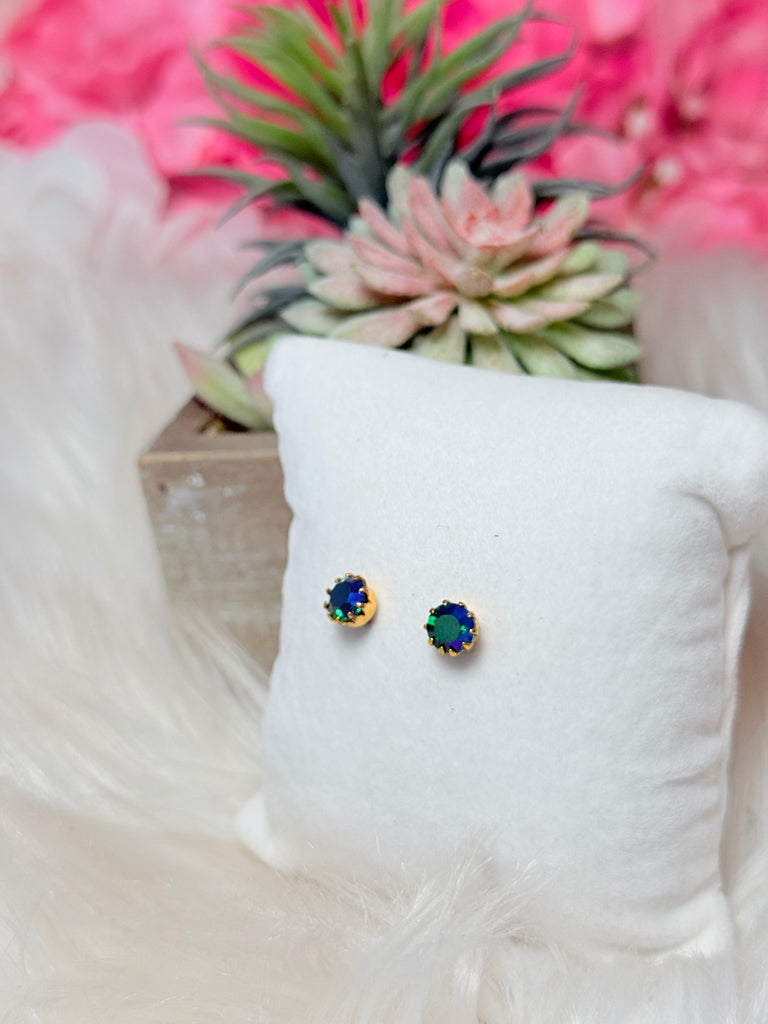 Mini Chrisley Swarovski Stud Earrings - Aqua Bohemica Lemon