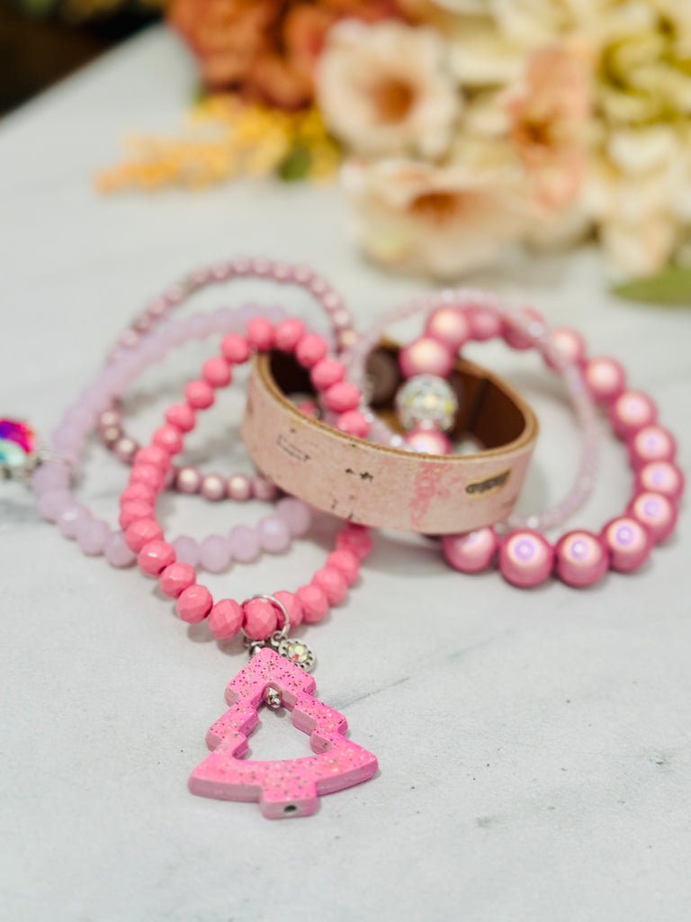 Pink Aspen Christmas Shimmer Bracelet Set