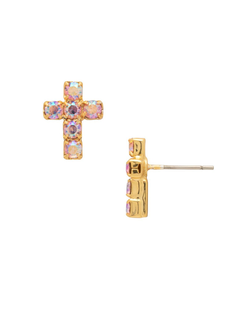 Carly Cross Stud Earrings - EGE88BGLRA: Light Pink