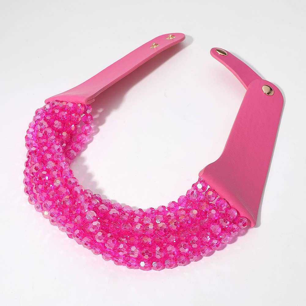 Chunky Acrylic Layered Necklace: FUCHSIA