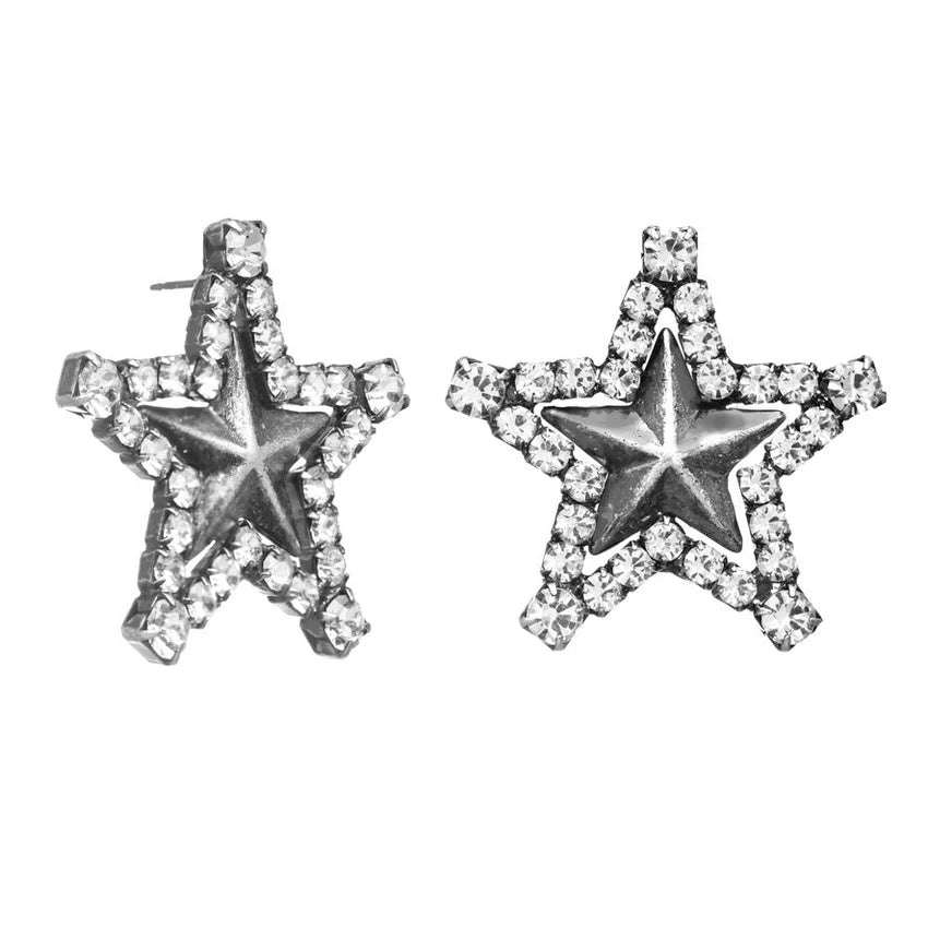 Super Star Swarovski Studs - Silver