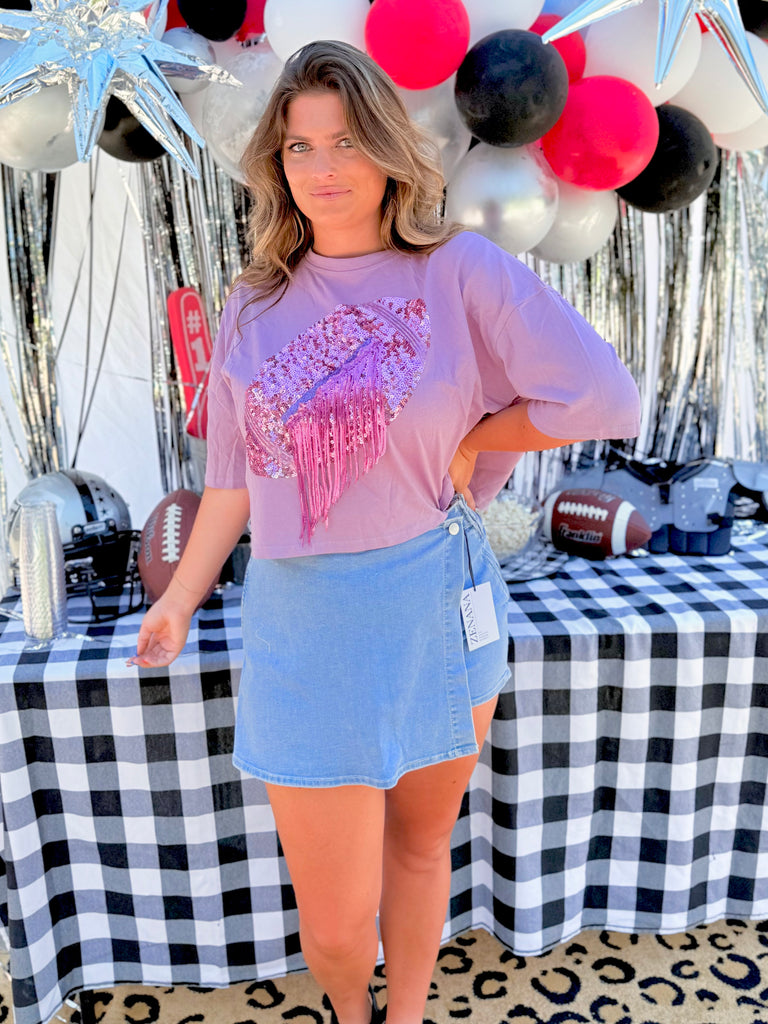 Purple Sequin Game Day Top