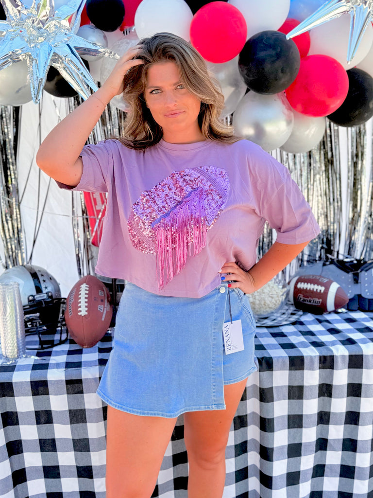 Purple Sequin Game Day Top
