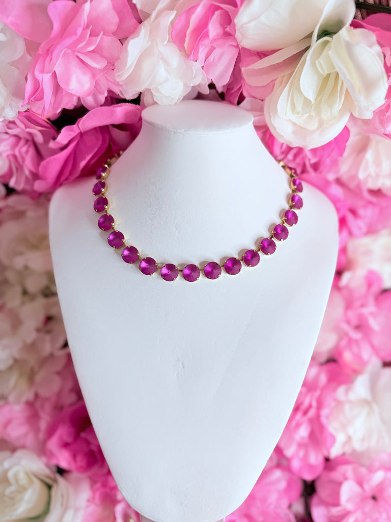 Sofia Swarovski Necklace in Fuchsia Matte Glow